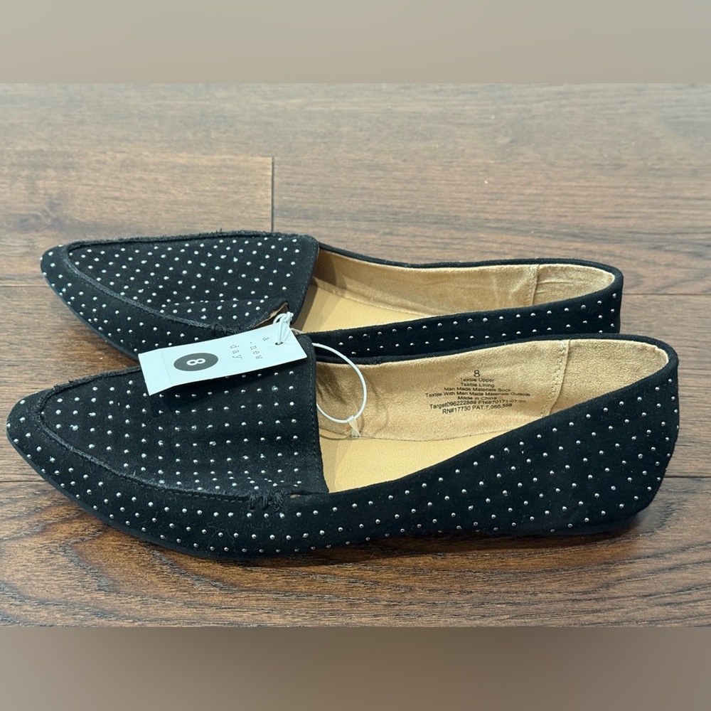 A New Day Black Silver Studded Faux Suede Loafers - Picture 4 of 4